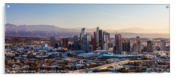 Aerial Panorama sunrise over Los Angeles city America Acrylic by Spotmatik 