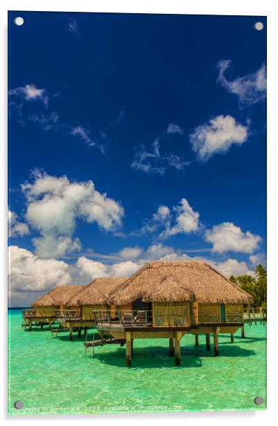 Overwater luxury Bungalows in tropical Bora Bora resort Acrylic by Spotmatik 