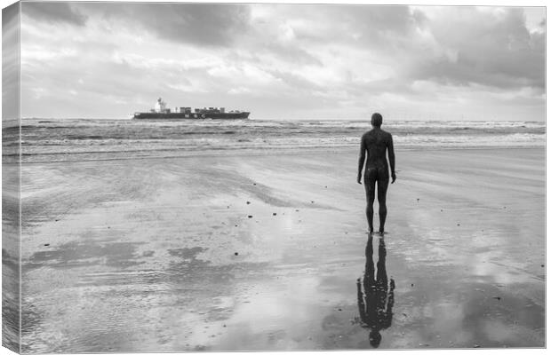 Iron Man watching a container ship passing by Canvas Print by Jason Wells