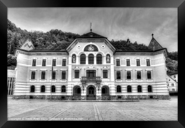  Liechtenstein Government House        Framed Print by David Pyatt