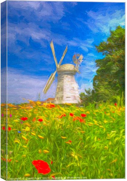 Windmill Meadow Art  Canvas Print by David Pyatt