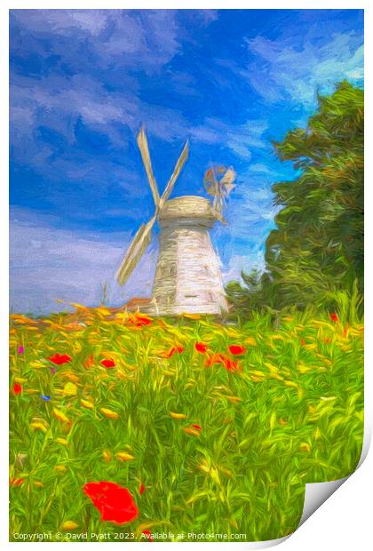 Windmill Meadow Art  Print by David Pyatt