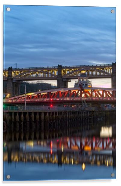 Newcastles Majestic Bridges Acrylic by Rob Cole