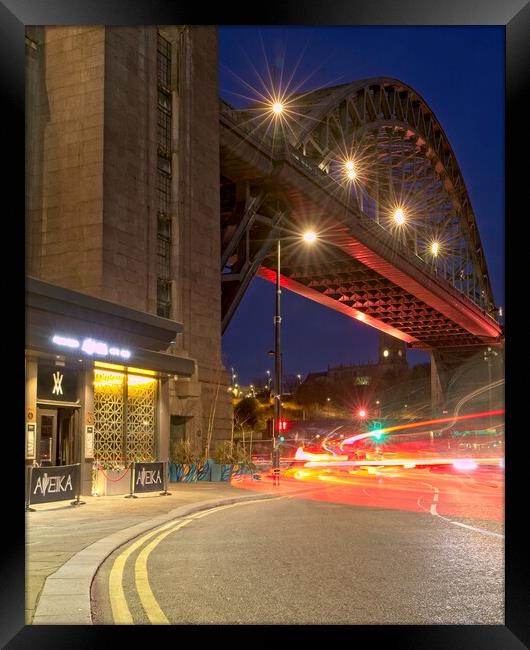 Illuminating Tyne Bridge Framed Print by Rob Cole