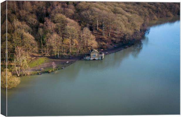 Newmillerdam Boathouse Canvas Print by Apollo Aerial Photography