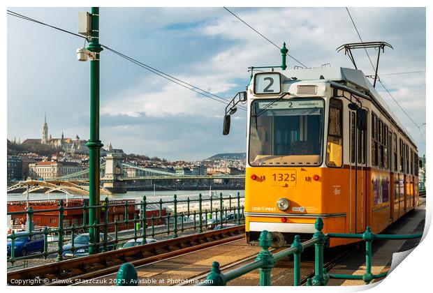 Budapest Tram Print by Slawek Staszczuk