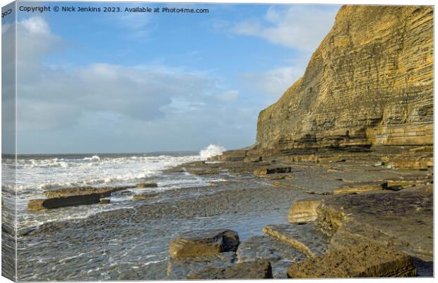 Rough Seas and Coastline Dunraven Bay South Wales Canvas Print by Nick Jenkins
