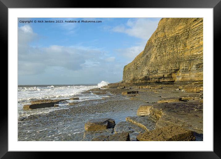 Rough Seas and Coastline Dunraven Bay South Wales Framed Mounted Print by Nick Jenkins