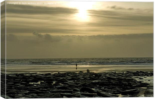 Sun over Dunraven Bay on a winter afternoon  Canvas Print by Nick Jenkins
