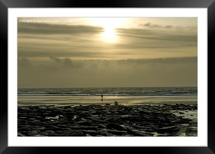 Sun over Dunraven Bay on a winter afternoon  Framed Mounted Print by Nick Jenkins