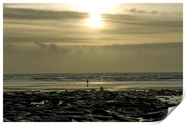 Sun over Dunraven Bay on a winter afternoon  Print by Nick Jenkins