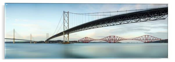 The Three Bridges at South Queensferry Acrylic by Anthony McGeever