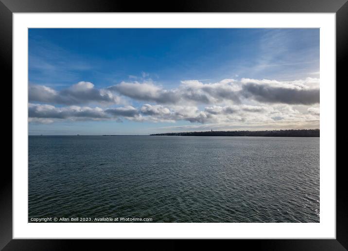 View of Isle of Wight coastline and Ryde pier  Framed Mounted Print by Allan Bell