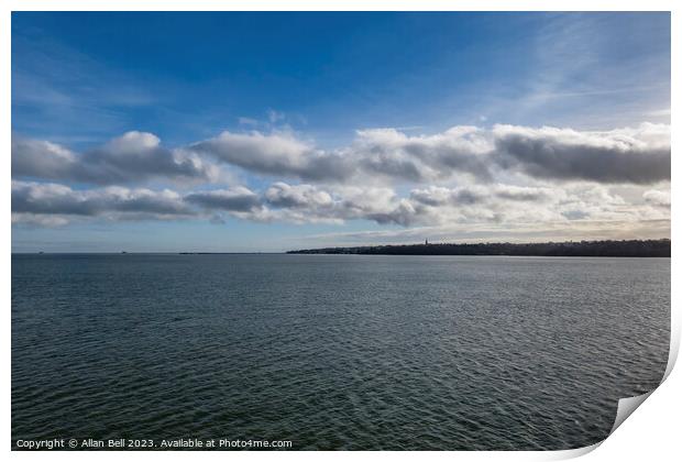 View of Isle of Wight coastline and Ryde pier  Print by Allan Bell