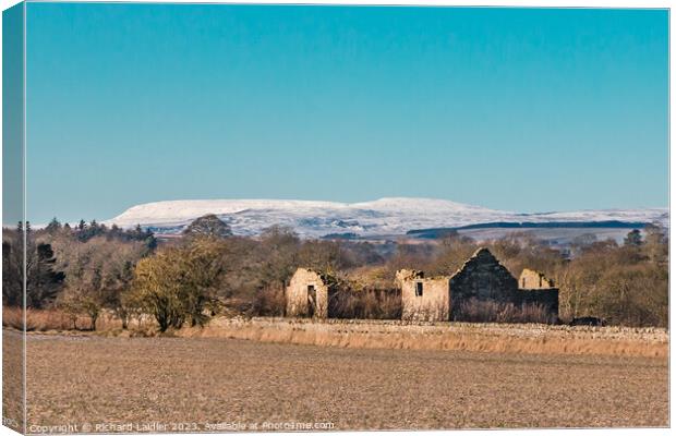 Snowy Cross Fell from Thorpe, Teesdale Canvas Print by Richard Laidler