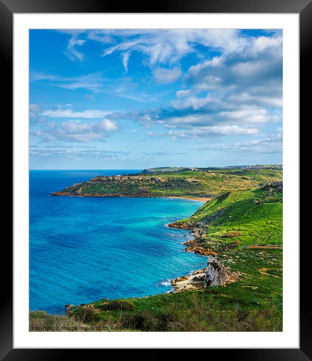 View of Coastline of Gozo, Malta. Framed Mounted Print by Maggie Bajada