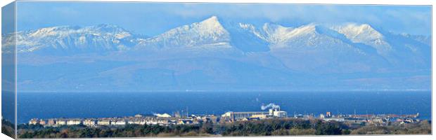 Wintry Arran mountains and Troon Canvas Print by Allan Durward Photography