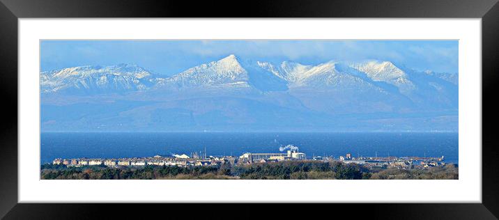 Wintry Arran mountains and Troon Framed Mounted Print by Allan Durward Photography