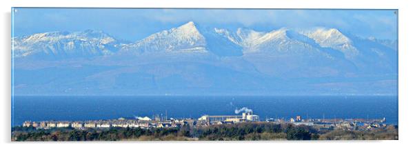 Wintry Arran mountains and Troon Acrylic by Allan Durward Photography