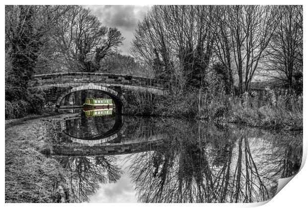 Green Boat on the canal Print by Gary Kenyon