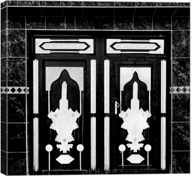 Design Monochrome (Black & White) Moroccan Door.  Canvas Print by Maggie Bajada