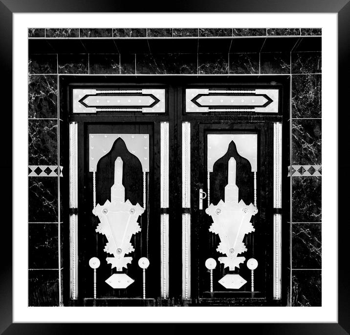 Design Monochrome (Black & White) Moroccan Door.  Framed Mounted Print by Maggie Bajada