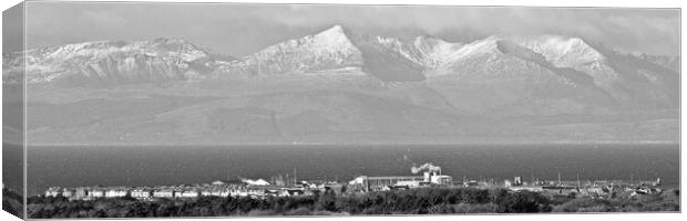 Troon and Arran view in Winter.  Canvas Print by Allan Durward Photography