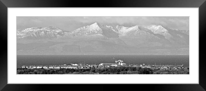 Troon and Arran view in Winter.  Framed Mounted Print by Allan Durward Photography