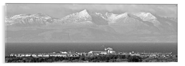 Troon and Arran view in Winter.  Acrylic by Allan Durward Photography