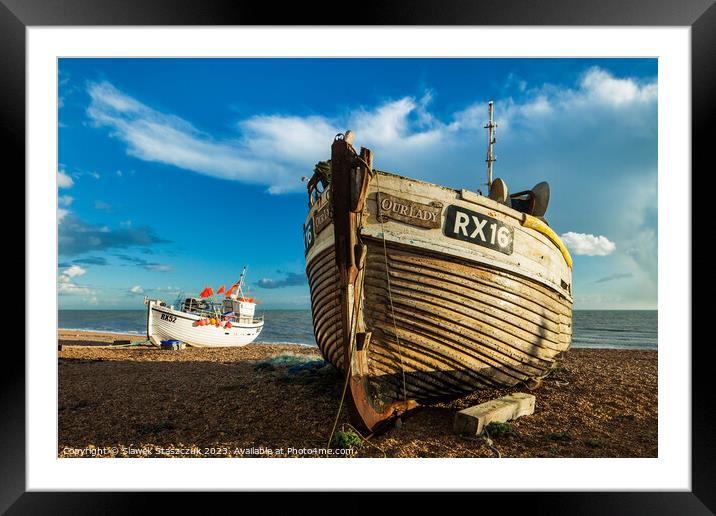 Fishing Boats in Hastings Framed Mounted Print by Slawek Staszczuk