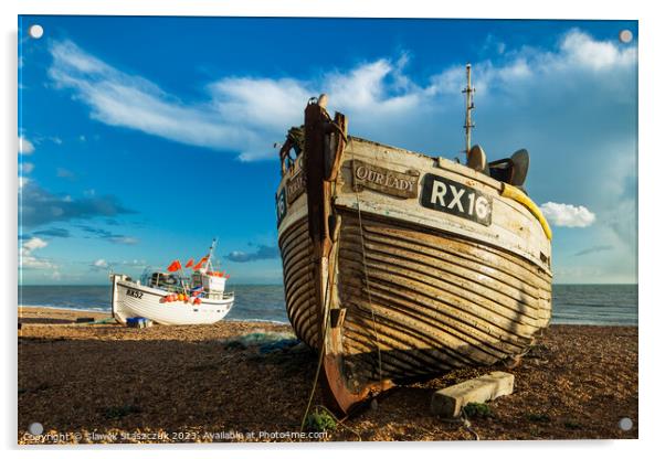 Fishing Boats in Hastings Acrylic by Slawek Staszczuk