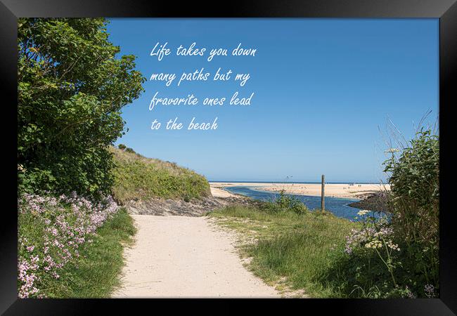 Pathway to the beach Framed Print by kathy white