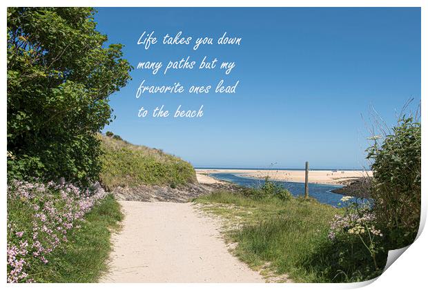 Pathway to the beach Print by kathy white