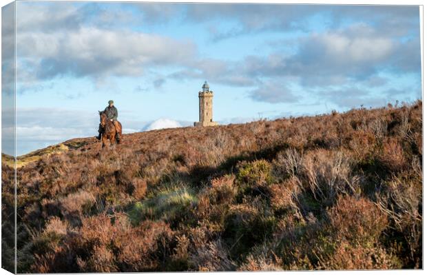 Man riding a horse on Darwen Moors Canvas Print by Gary Kenyon