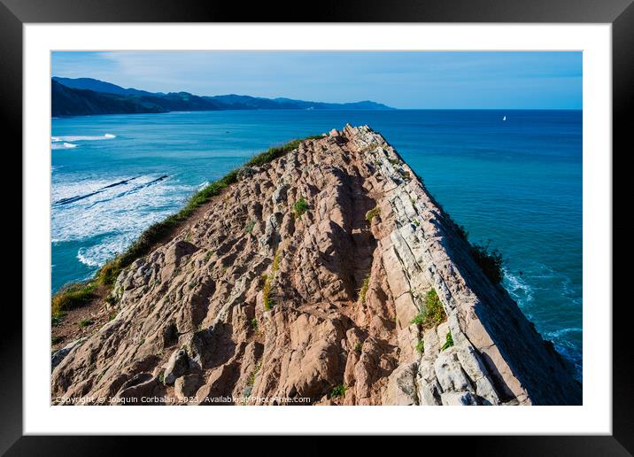 View of the coast and cliffs of Zumaia a nice sunny day. Framed Mounted Print by Joaquin Corbalan