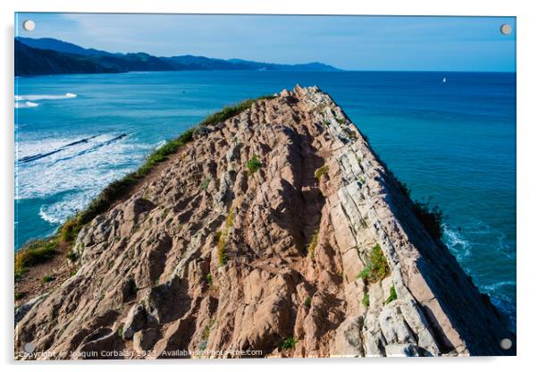 View of the coast and cliffs of Zumaia a nice sunny day. Acrylic by Joaquin Corbalan