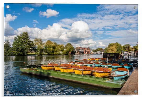 Boats for hire on the River Thames, Windsor, Berkshire, England Acrylic by Kevin Hellon