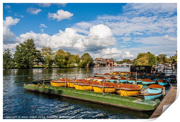 Boats for hire on the River Thames, Windsor, Berkshire, England Print by Kevin Hellon