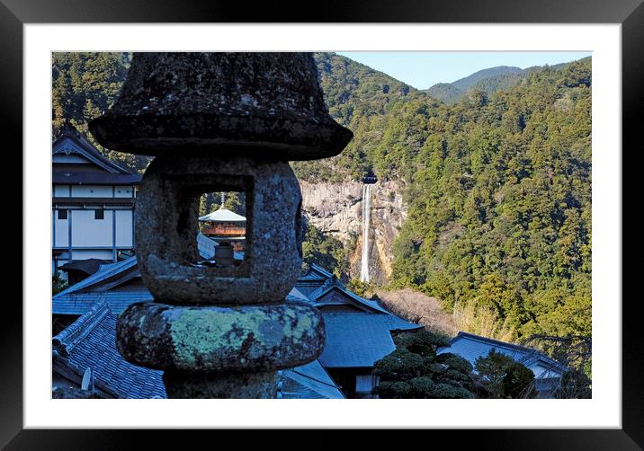 Shrine and the Nachi waterfall near Kii-Katsuura, Japan Framed Mounted Print by Lensw0rld 