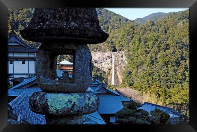 Shrine and the Nachi waterfall near Kii-Katsuura, Japan Framed Print by Lensw0rld 