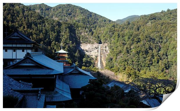 Shrine and the Nachi waterfall near Kii-Katsuura, Japan Print by Lensw0rld 