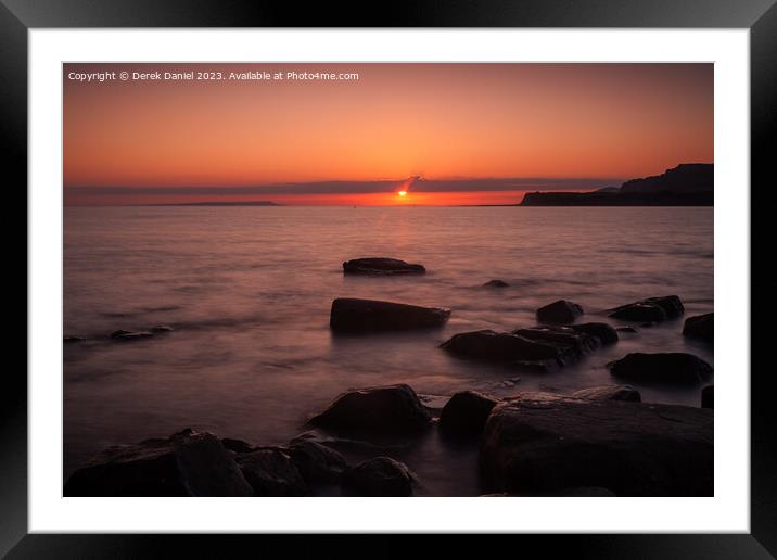 Captivating Kimmeridge Sunset Framed Mounted Print by Derek Daniel