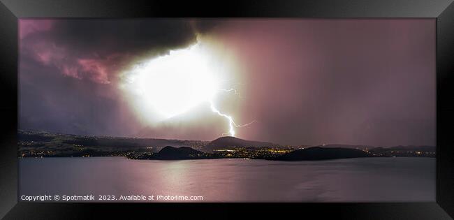 Lightning Storm Over Lake Thun Switzerland Framed Print by Spotmatik 