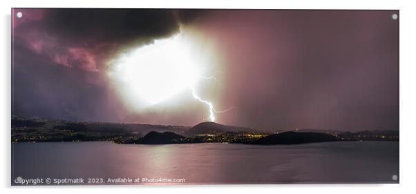 Lightning Storm Over Lake Thun Switzerland Acrylic by Spotmatik 