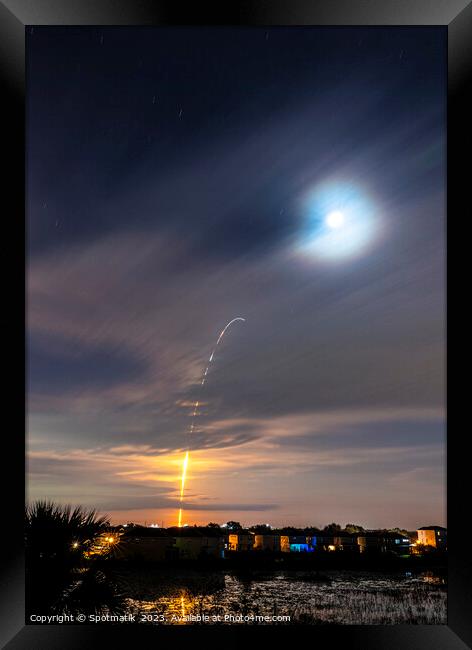 Falcon Heavy Space X Rocket Launch Cape Canaveral Framed Print by Spotmatik 