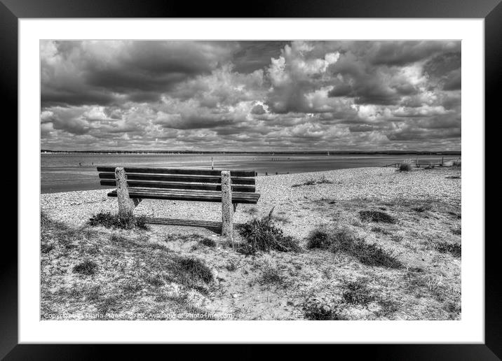 West Wittering Beach Seat monochrome Framed Mounted Print by Diana Mower