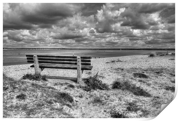 West Wittering Beach Seat monochrome Print by Diana Mower