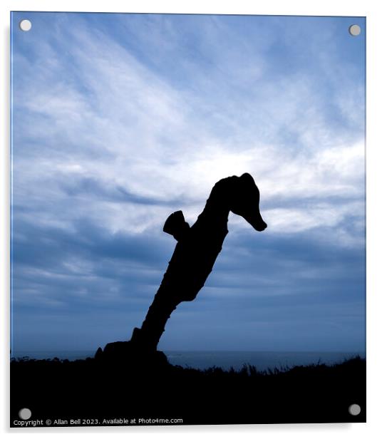 Silhouette of Seahorse tree sculpture Acrylic by Allan Bell