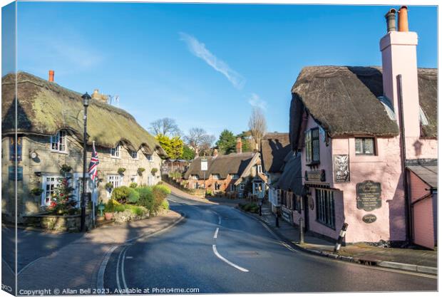 Thatched buildings Church Road Old Shanklin Canvas Print by Allan Bell