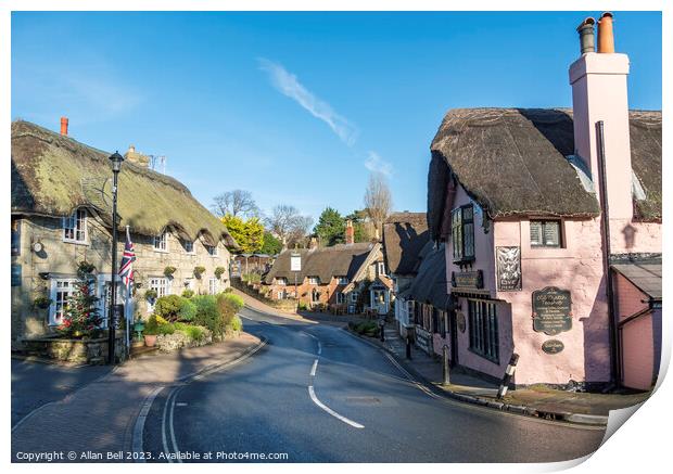 Thatched buildings Church Road Old Shanklin Print by Allan Bell